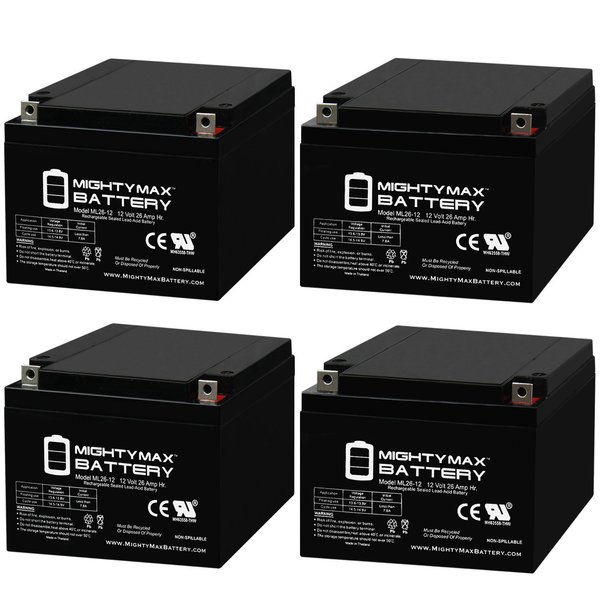 Mighty Max Battery 12V 26AH SLA Replacement Battery for Enersys SBS30 - 4PK MAX3959948